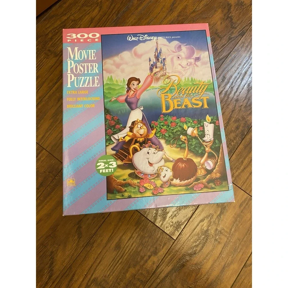 Vtg Walt Disney Beauty and the Beast 300 Piece Movie Poster Puzzle COMPLETE
